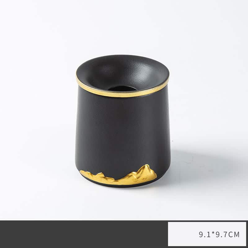 Outdoor Ash Tray With Funnel Lid With Mountain Painting