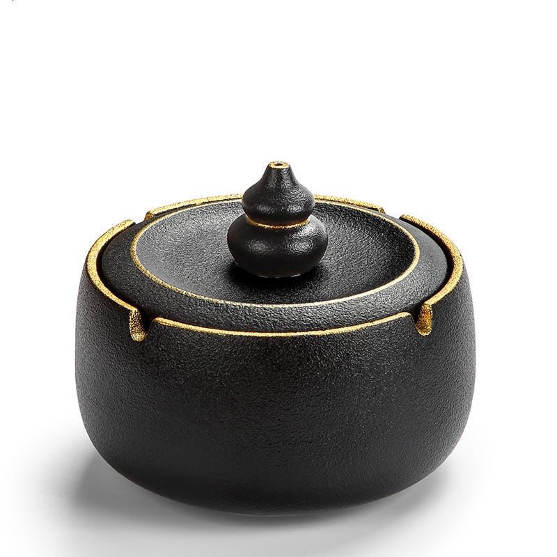 Outdoor Ceramic Ashtray With Windproof Cover