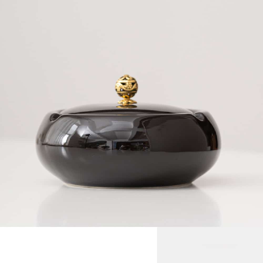 Photo 2 Ceramic Ashtray In Black