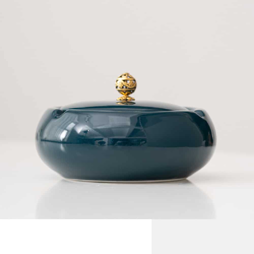 Photo 2 Dark Green Ceramic Ashtray