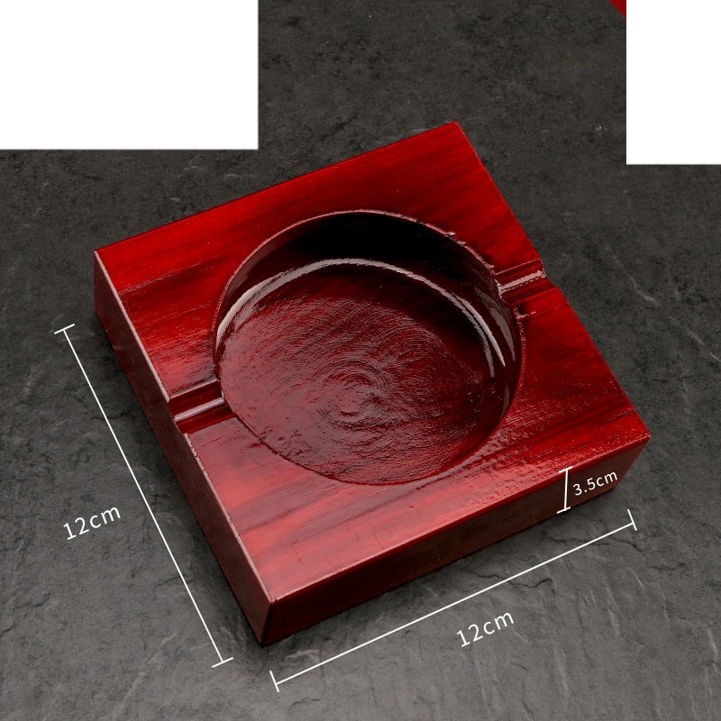 Pine Wood Ashtray Red Glossy Wood Small Size