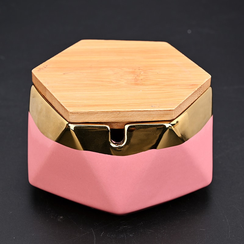 Pink Outdoor Ashtray With Lid Made From Ceramic
