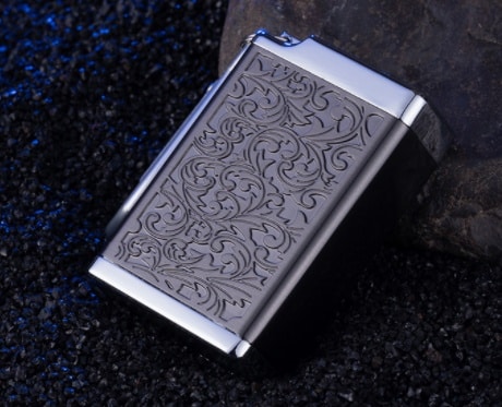 portable Ashtray pocket version with key chain embossed black pattern