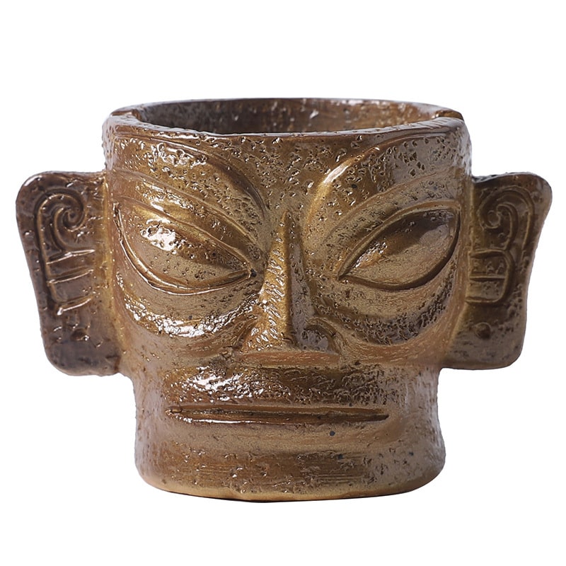 Prehistory Mask Ashtray On White Background
