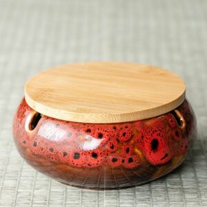 Cute Ceramic Ashtray For Outside - With Wooden Lid - Windproof