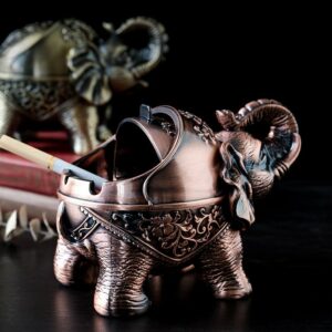 Vintage Style Elephant Ashtray - Metal - With Flip Lid