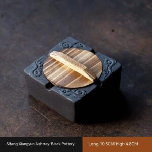 Japanese Vintage Style - Pottery Ashtray With Lid - Windproof