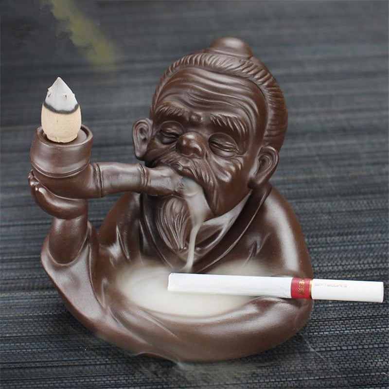 Retro Resin Ashtray man smoking with cigarette