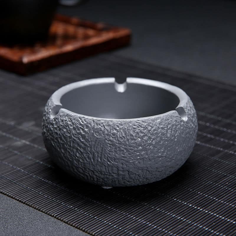 Silver Round Cement Ashtray