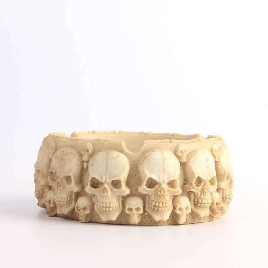 Skulls Ashtray Round Resin
