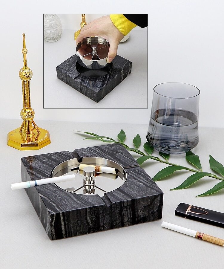Smokeless Marble Ashtray With Lid