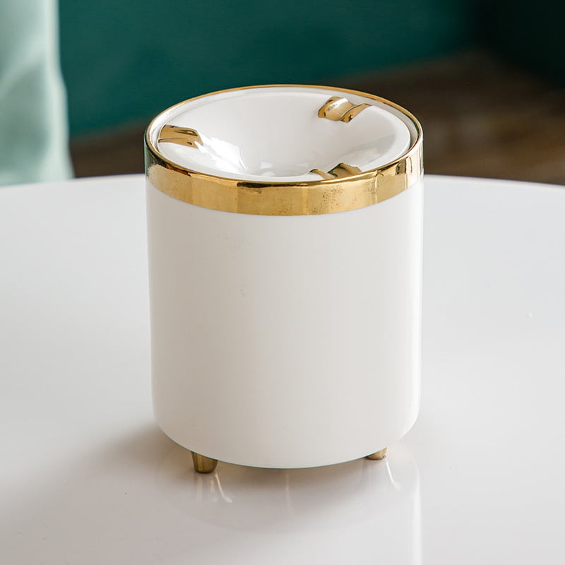 Smokeless White Golden Ashtray