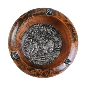 Wood Ashtray With Handmade Ornaments