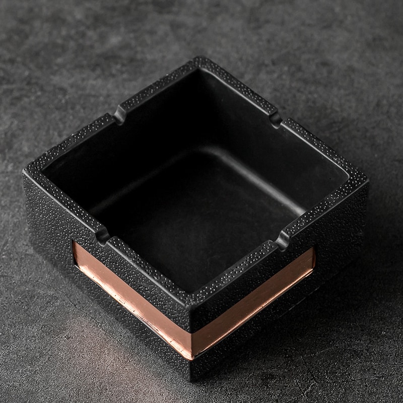 Square Cement Ashtray Black Color