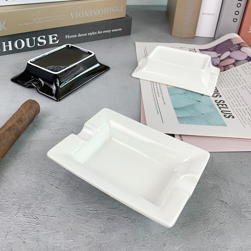 Square Modern Simple Ceramic Cigar Ashtray