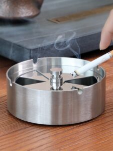 Metal Ashtray For Outside - Stainless Steel With Rotatable Lid