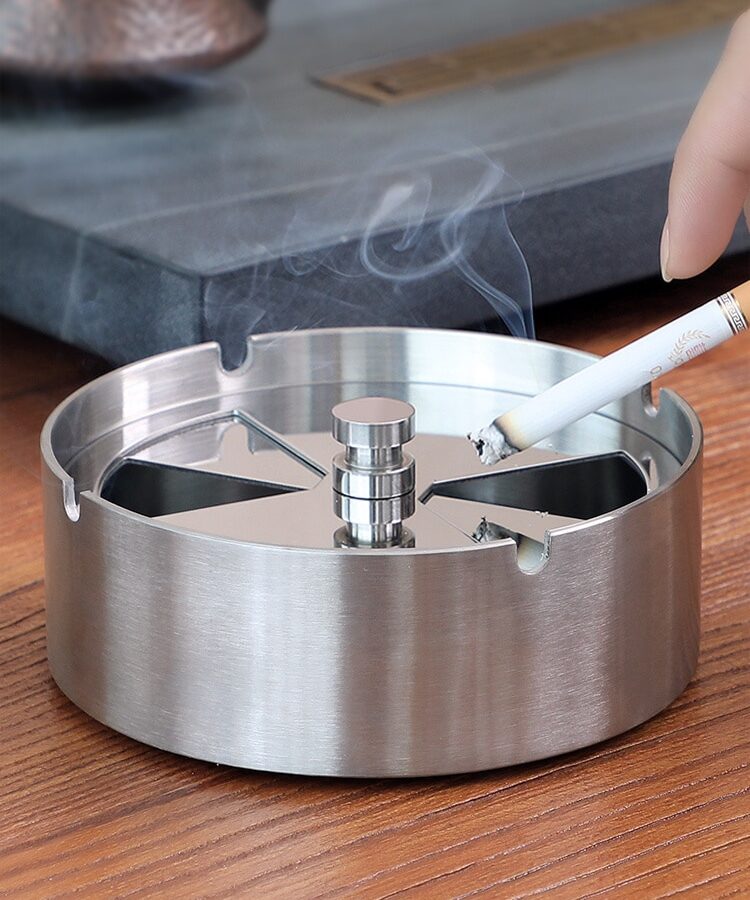 Stainless Steel Outdoor Ashtray With Rotatable Lid