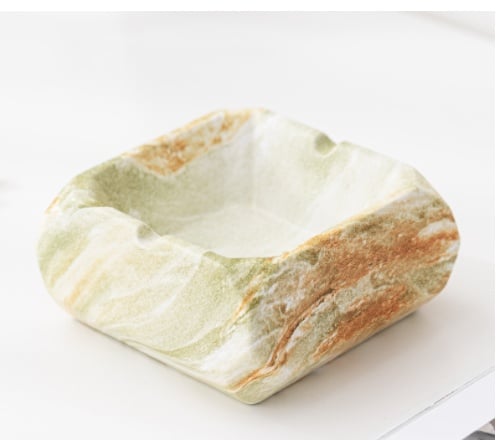 Stone Textured Ceramic Ashtray Yellow Green
