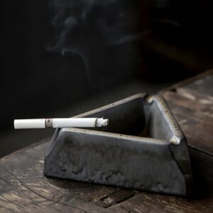 Japanese Ashtray - Golden Plated Triangular Ceramic