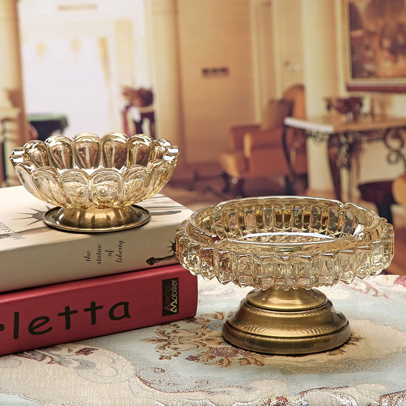 Two Crystal Ashtrays Without Lid