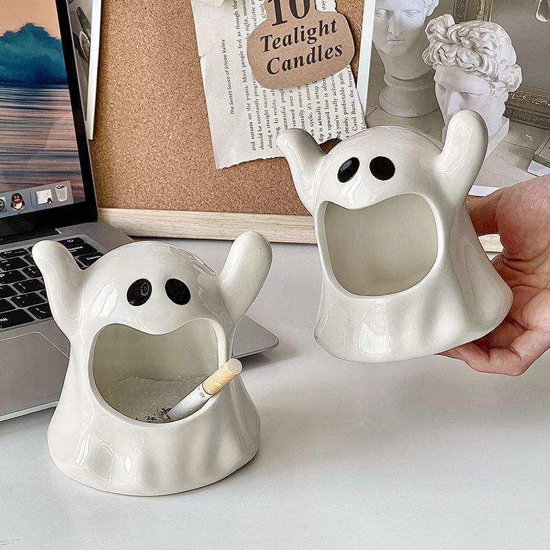 Two Funny Ghost Ashtrays For Smokers Or As A Decoration
