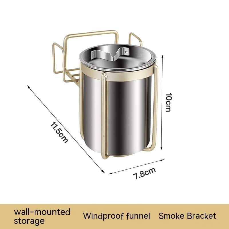 Wall Mounted Ashtray Silver And Golden Metal