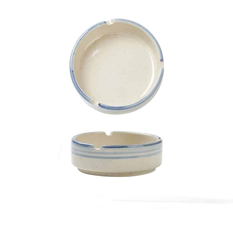 White And Blue Ceramic Ashtray Hand Painted