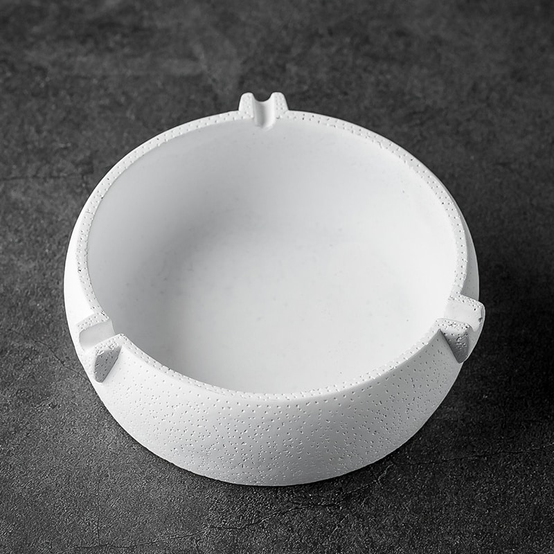 White Round Ashtray Made From Cement