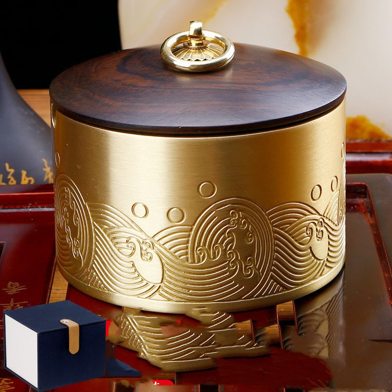 Windproof Copper Ashtray With Lid