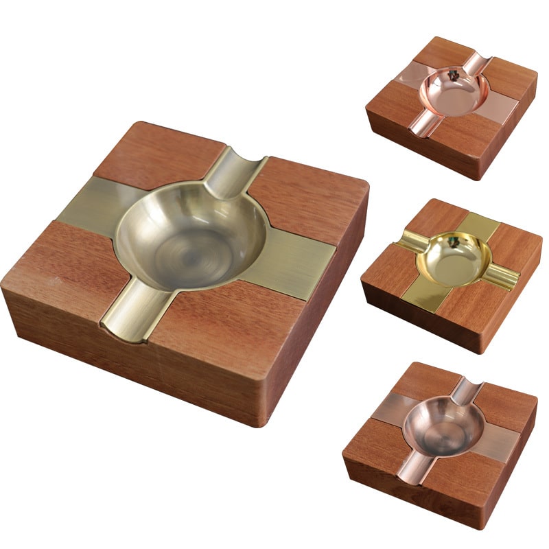 Wood Ashtrays For Two Cigars