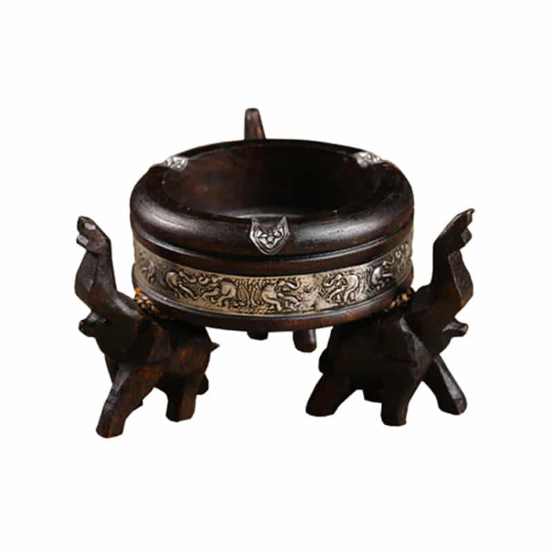 Wood Elephants Ashtray Asian Style
