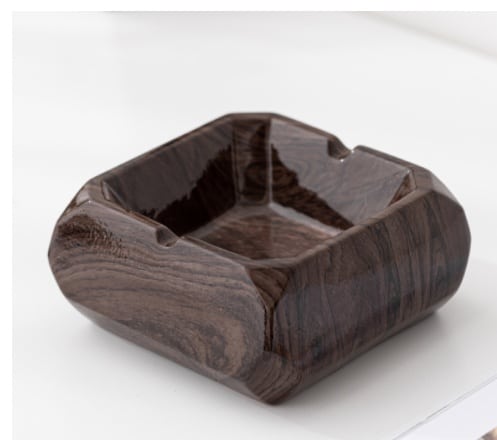 Wood Textured Ceramic Ashtray Brown