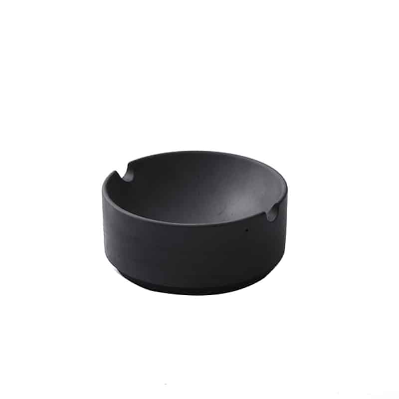 Modern Ashtray Round Black Cement