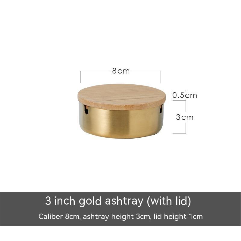 Budget Outdoor Ashtray With Lid Metal Golden