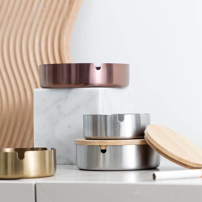 Cheap Outdoor Ashtrays Metal With Wood Lid