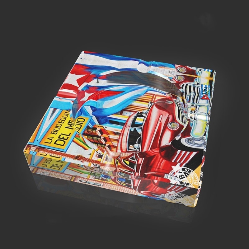 Colorful Cigar Ashtray Glossy Glass
