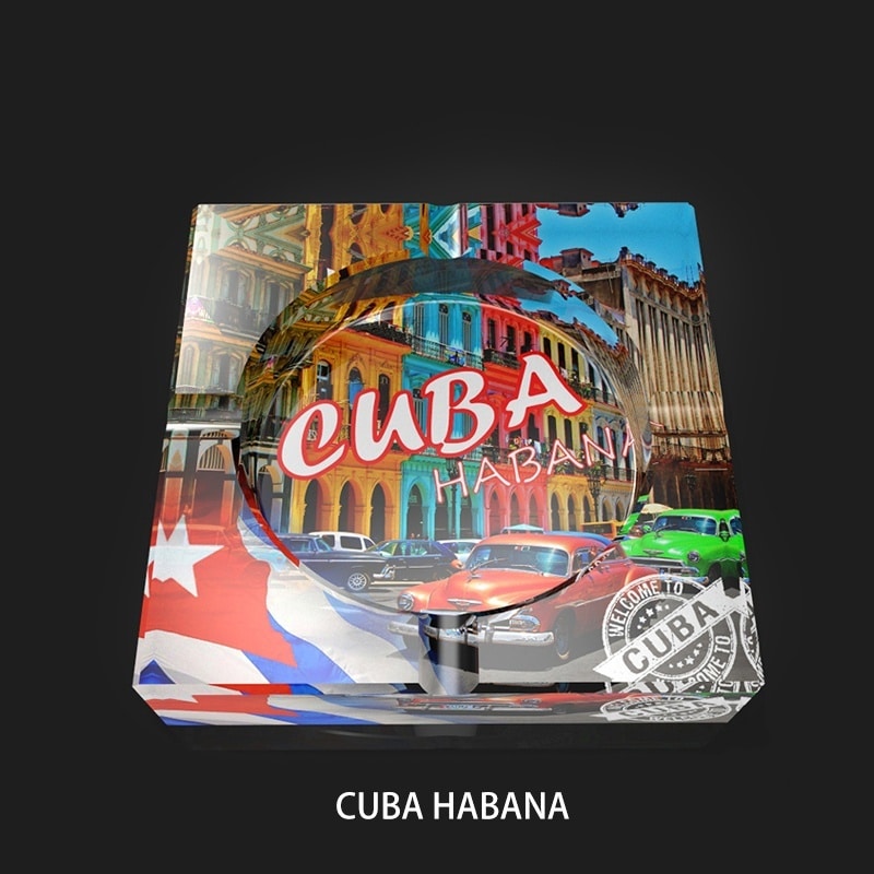 Cuba Cigar Ashtray Colorful Glass
