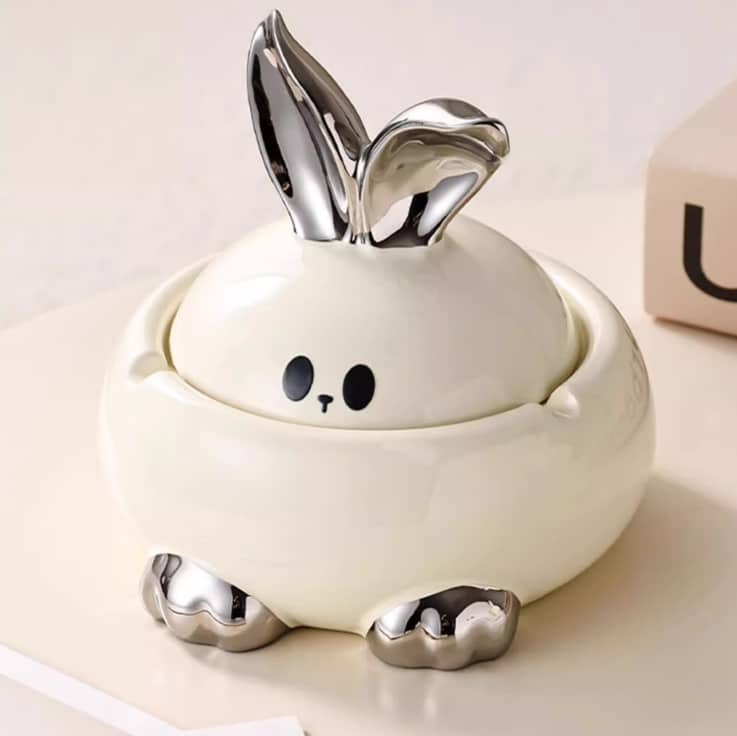Cute Bunny Ashtray With Lid Outdoor