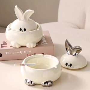 Cute Bunny Ashtray With Lid - Ceramic