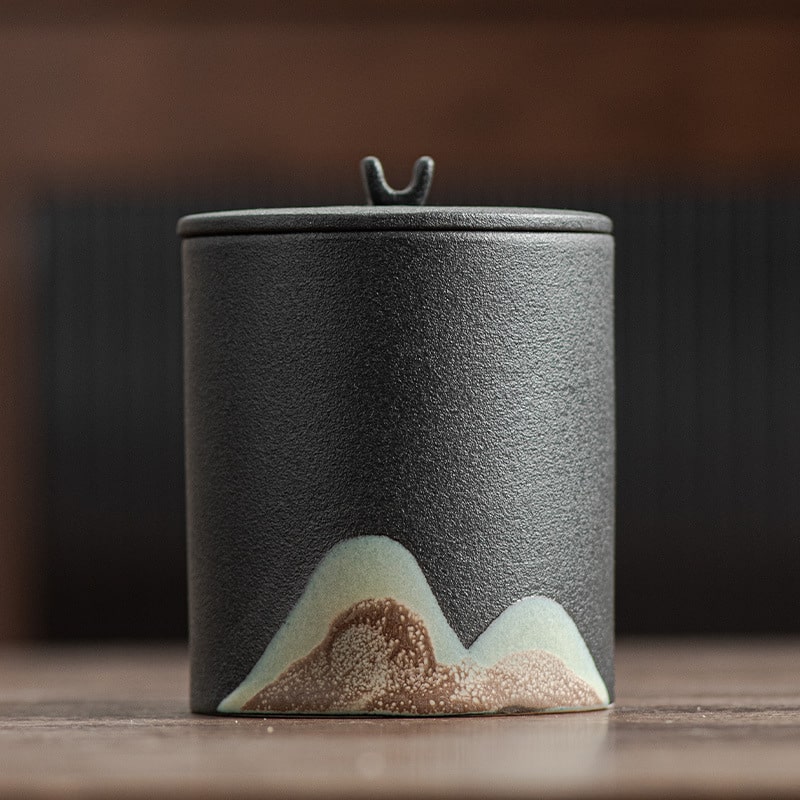 Cute Ceramic Outdoor Ashtray With Lid Black