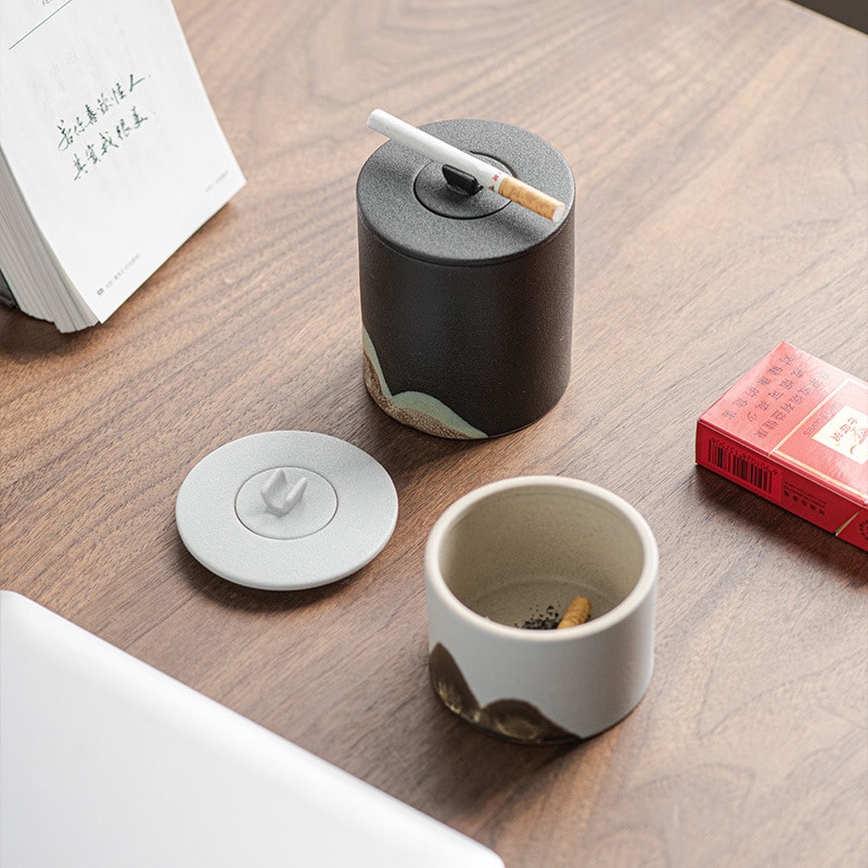 Cute Outdoor Ashtrays With Lid Tall And Short Version