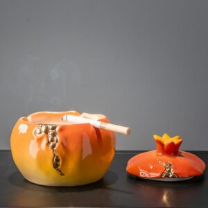 Cute Pomegranate Ashtray - Ceramic Decor Ash Tray With Lid