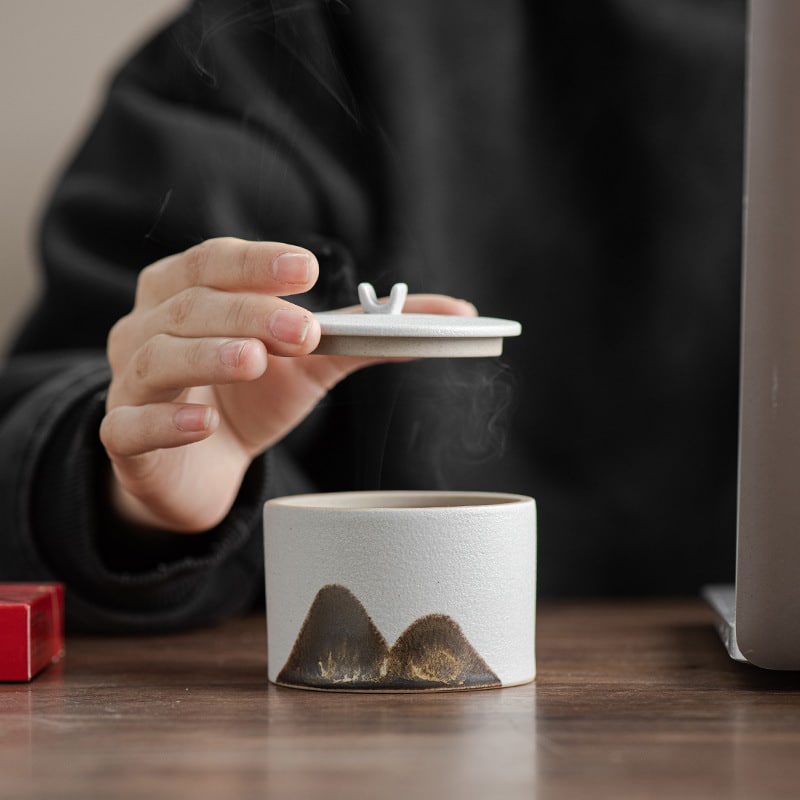 Cute White Outdoor Ashtray With Lid