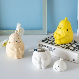 Funny Pear Ashtray With Lid - Ceramic