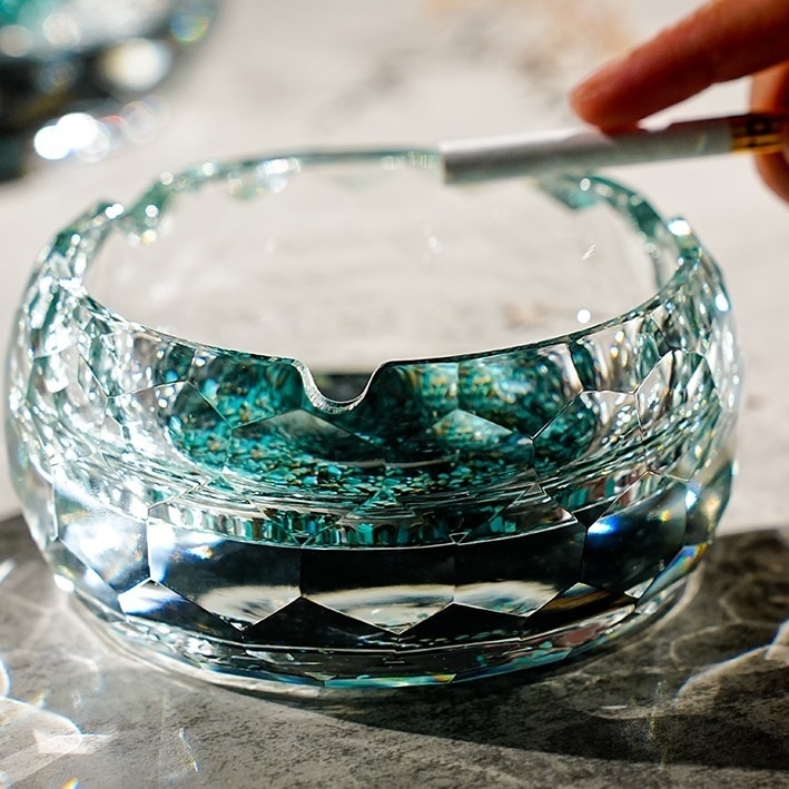 Glass Ashtray Cute Turquoise Ash Tray