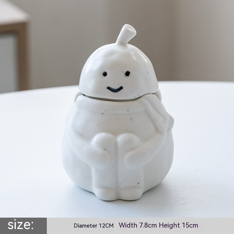 Lid Ashtray Funny Pear Ceramic White