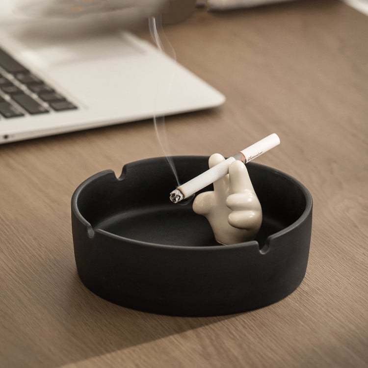 Peace Ashtray In Black Ceramic