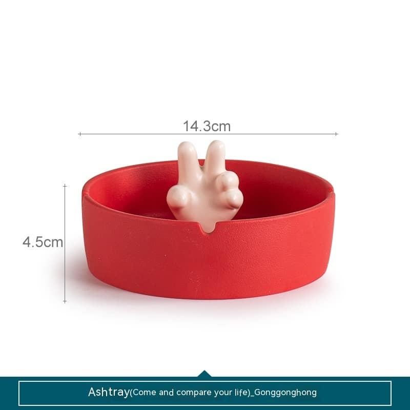 Victory Ashtray In Red Ceramic