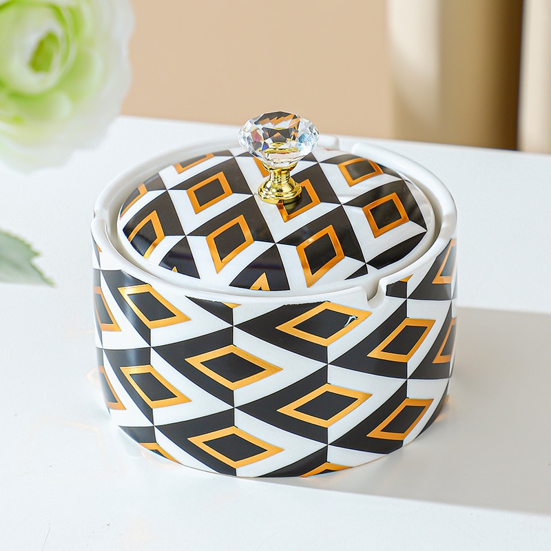 Visual Illusion Ashtray With Lid Made From Ceramic