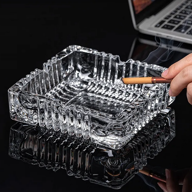 elegant glass ashtray transparent